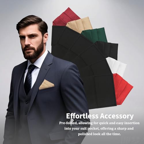 Image of Mens Pre-Folded Pocket Squares on Card Pocket Handkerchief for Suit Accessories