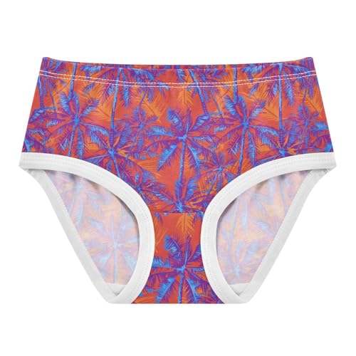 Little Girls' Soft Cotton Underwear Kids Breathable Comfort Palm Trees Panties Briefs Toddler