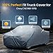 Chevy C10 Truck Cover Custom Fit 1960-1995 Regular/Extended/Crew Cab SB(6.4'-8.5') with Door Zipper, 10 Layer Pickup Truck Cover Waterproof All Weather, Car Tarp for Wind Dust Sun etc Protection.