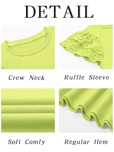 Image of Haloumoning Girls Ruffle Sleeve T Shirts Summer Short Sleeve Casual Cute Crewneck Tops Tees 5-14 Years