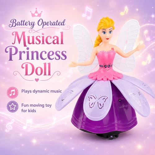 Image of Zest 4 Toyz Musical Dancing Girl Doll Toy with Flashing Lights Bump and Go Action for Kids Early Learning Educational Toy for Girls Plastic (Multicolor)