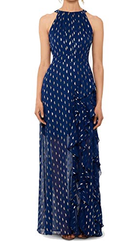 Image of Betsy & Adam Women's Long Halter Chiffon Clip Dot