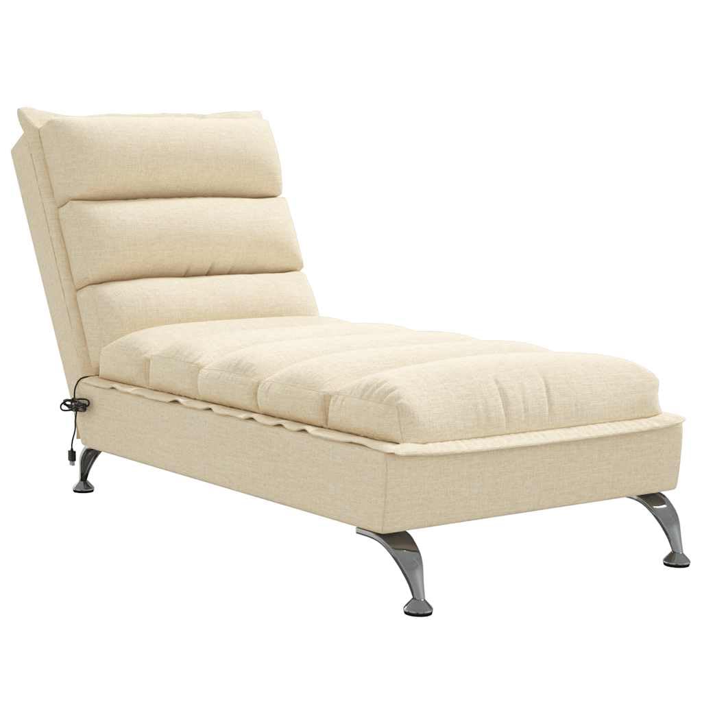 Generico Chaise Longue Massaggi con Cuscini Crema in Tessuto,Sedie,Chaises-longues-379480