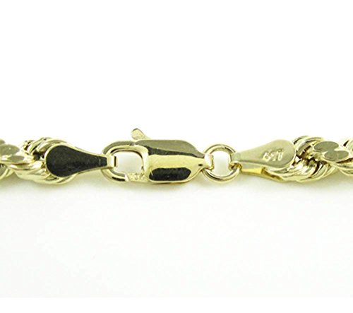 14 K Yellow Gold Rope Chain Diamond Cut Chain Pendent Necklace 4 MM 18 20 22 24 263