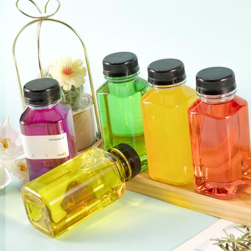 250ml Shot Flaschen zum Befüllen, 10 Stk Leere Plastikflaschen zum Befüllen, Wiederverwendbare Kunststoff Smoothie Saftflaschen zum Befüllen Transparent für Kühlschrank Juicer Shots Wasser Milch