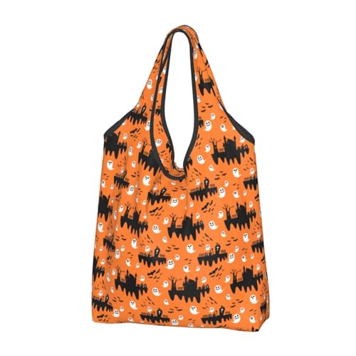 Sacs d'épicerie réutilisables VOSERY pour Halloween, lot de 3 cabas blanc et noir