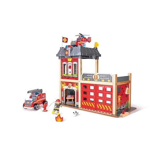 Hape Fire Station Playset| Wooden Dollhouse Kid’s Toy, Stimulates Key Motor Skills And Promotes Team Play (E3023) Multicolor, L: 23.6, W: 11.8, H: 18.8 inch