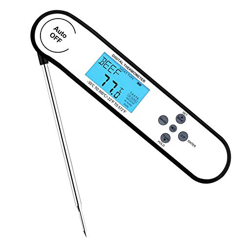 DHWOP Cooking Barbecue Thermometer Voice Broadcast Digital Read Meat Liquids Oil Thermometer Three-color Backlight Optional Kitchen Cooking Temperature -30-300℃(-22~572°F) for Oven Grill BBQ Kitchen