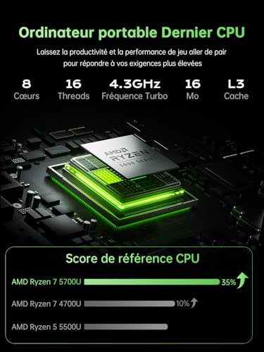 ACEMAGIC 2025 Ordinateur Portable 15,60 Pouces avec AMD Ryzen 7 5700U(8C/16T, jusqu'à 4,30GHz) 16Go DDR4,512Go M.2 SSD PC Portables, FHD,WiFi 6,BT5.2,HDMI,Gris – Image 5