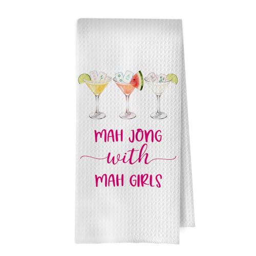 Image of Mahjong Cocktail Kitchen Towels - Mahjong Gifts for Women Decorative Waffle Dish Towels, Hand Towel Gifts for Cocktail Lover, Tea Towel for Kitchen Decor, 16x24 Inch