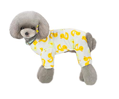BBEART Pet Clothes, Dog Four-Legged Jumpsuit Cotton Pajamas Pet Cat Pjs Onesie for Puppy Small Medium Dog (S, Duck)