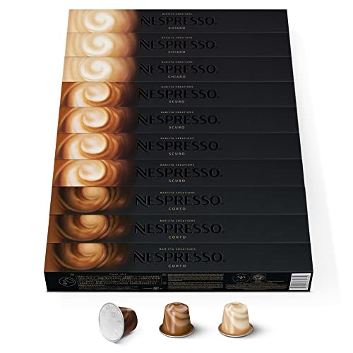 NESPRESSO ORIGINAL Barista Creations for Milk Collection, Helle, mittlere und dunkle Röstung, Kompatibel mit ORIGINAL Kaffeemaschinen, Kapsel Set aus 100 Kaffeekapseln