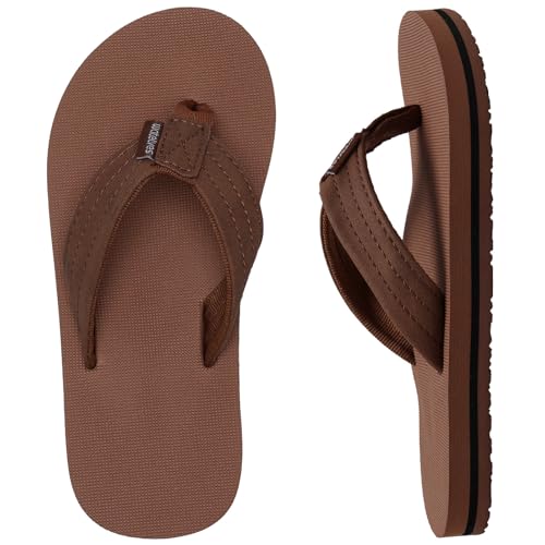 WateLves Kids Flip Flops Boys Girls Sandals Youth Big Kids Summer Slip on Thong Slide Sandals for Beach Pool Shower(Brown,35)