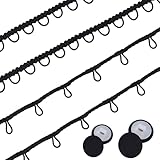 CABODYALS 16.46 m Schwarze Nylon Gimp Borte Elastische Knopfschlaufen Knopflochspitze Borte Polsterbesatz Kunststoff Baumwollknöpfe Zum Nähen Kostümherstellung Hochzeit Brautmode Heimdekoration Bastel