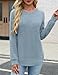 Long Sleeve Shirts for Women Crew Neck Fall Tops Lightweight Tunic Sweaters with Curved Hem Fashion Clothes 2025 (Blue, Medium)