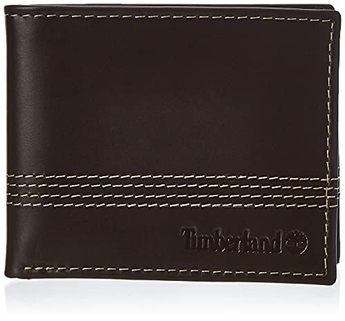 Timberland Men's Leather Slimfold Wallet with Matching Fob Gift Set, Brown, One Size