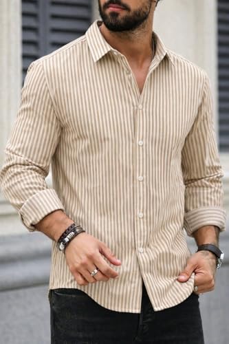 Image of Striped Casual Regular Fit Shirt for Men| Men Full Sleeve Shirt