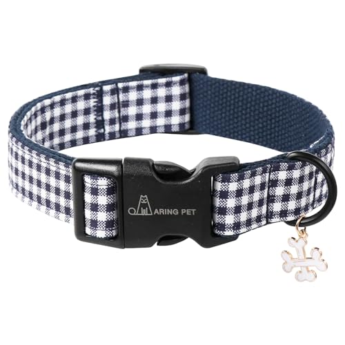 ARING PET Hundehalsband, Kariertes Hundehalsband mit Schnellverschluss aus Kunststoffschnalle, Bequemes Halsband aus Baumwolle für Jungen und Mädchen Hunde