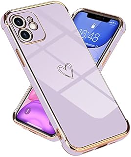 Micoden for iPhone 11 Case Cute Girls Silicone Heart Pattern Design Cases Fashion Plating Edge Ultra Thin Shockproof Protective Bumper Phone Case for iPhone 11 Purple
