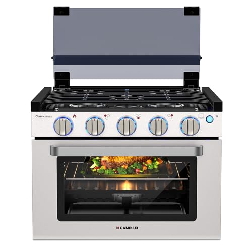 CAMPLUX RV Propane Range 17" 3-Burner Stove Oven 28,100 BTU