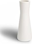 White Ceramic Vase - 9" Dual Use for Dried Flowers & Hydroponics | Modern Minimalist Home Décor | Tall Sturdy Flower Vase