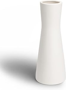White Ceramic Vase - 9" Dual Use for Dried Flowers & Hydroponics | Modern Minimalist Home Décor | Tall Sturdy Flower Vase