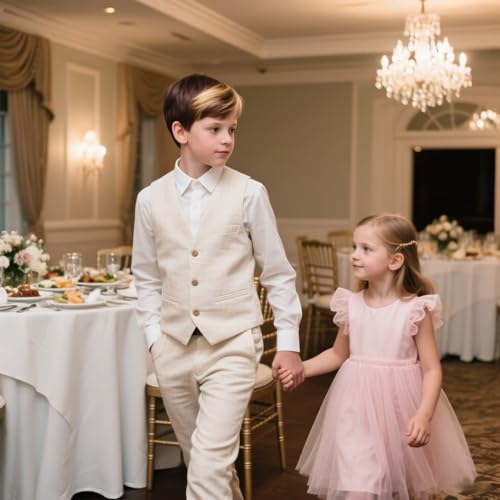 Boys Linen Suit Vest for Kids Casual Slim Fit Beach Wedding Waistcoat Teens Prom Party Dress Vests Toddler Tuxedo2