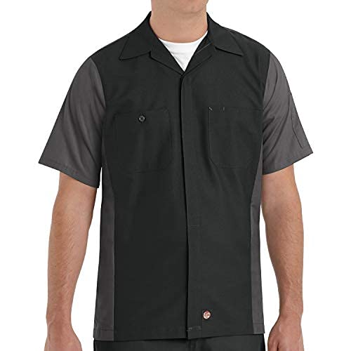 Red Kap Men's Standard Ripstop Crew Shirt, Short Sleeve, Black, 2X-Large