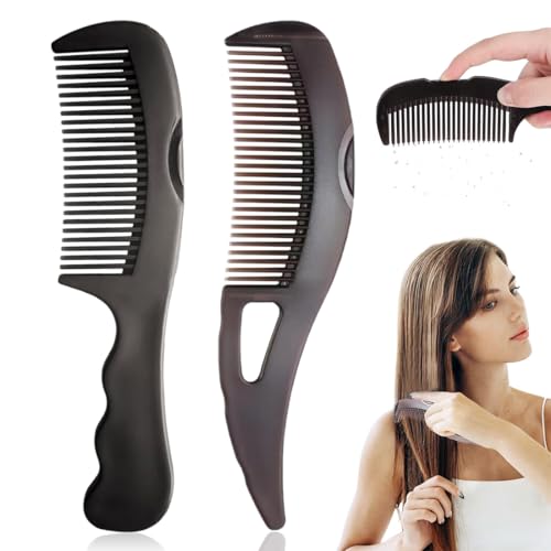 DOKRIN Peines 2 peines anticaspa con dientes huecos autolimpiables y mangos de masaje, peines para masaje del cuero cabelludo para eliminar la caspa y la grasa