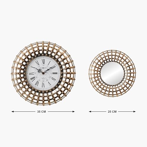 Image of Home Centre Corvus Mystic 3Pcs Decorative Mirrors and Wall Clock Set