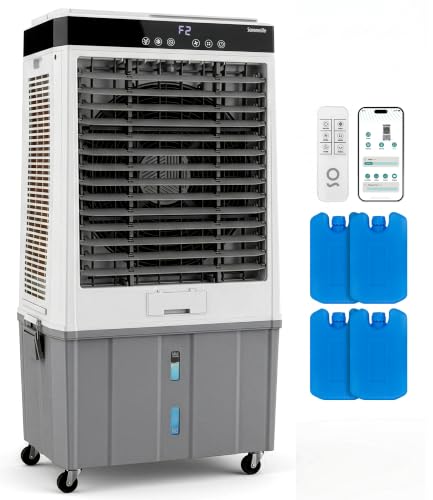 SereneLife Portable Swamp Cooler with 4000 CFM Power - Heavy-Duty Evaporative Air Cooler for Large...