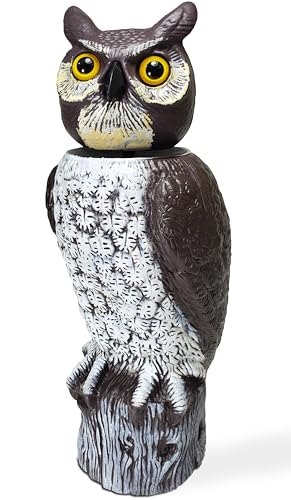 Dalen SOL-R Action Large Solar Fake Owl Decoy to Scare Birds Away - 18' Tall - 360º Rotating Head