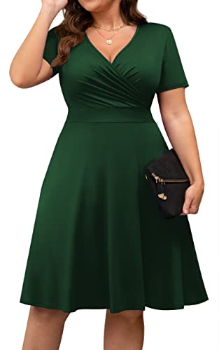 Image of POSESHE Womens Plus Size Dresses Sleeveless Wrap V-Neck Sundress Casual Summer Wedding Guest Cocktail Dress with Pockets