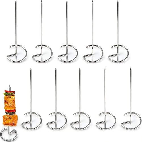 10-Pack Standing Skewers for Air Fryer, Air Fryer Skewers Reusable Stainless Steel Kebab, for Air Fryer BBQ Oven and Camping, Suitable for Chicken, Vegetable & More (Silver)