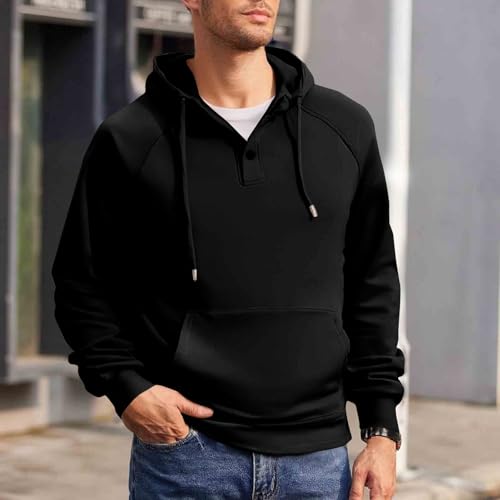 Cambkatl Men's Half Button Hoodies Fashion Raglan Long Sleeve Pullovers Loose Outdoor Hooded Casual Sweatshirt with Pocket4