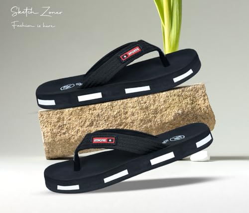 Image of Zebra Mens Rubber Slippers Daily Use Flat Chappals with Anti-Slip Sole Lightweight, Durable & Stylish Footwear