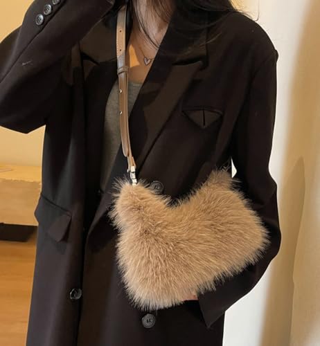 Faux Fur Crossbody Bags for Women Fluffy Shoulder Bag Fuzzy Purses Small Totes Handbag Cute Winter Satchel3