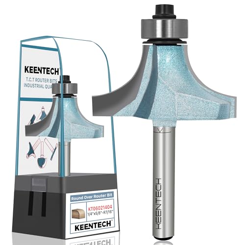Image of KEENTECH Round Over Router Bit, 1 /4 inch Shank x 1-3 /8 inch Dia x 7 /16 inch Radius | Industrial Grade, Tungsten Carbide Tipped, 10X Lifespan, Woodworking