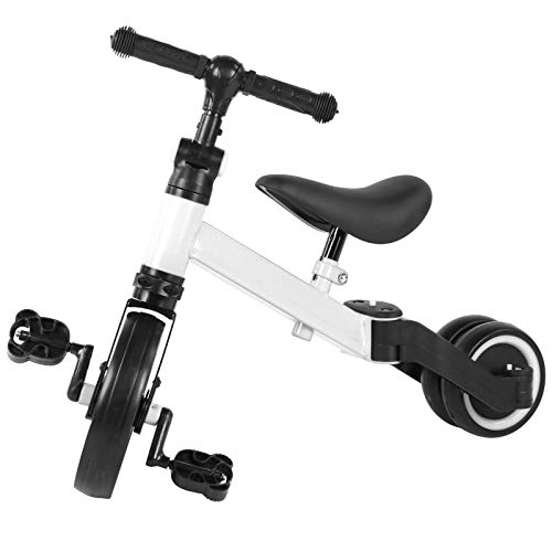 AYNEFY Balancing fiets kinderen, kinderloopfiets, speelgoed, 2-in-1 kinderen, balans, biycle, multifunctionele driewieler-trike 3-wieler-peuter fiets (wit)