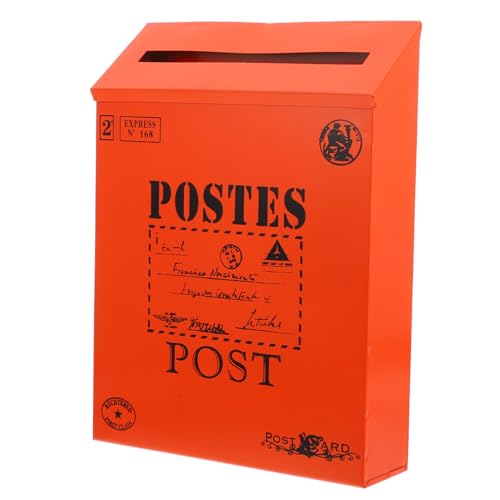 Yardenfun Vintage Wandbriefkasten aus Robustem Eisen Retro Mailbox mit Großem Stauraum Dekorativer Postkasten für Haus und Garten Wandmontierbar Nostalgisches Design in Orange