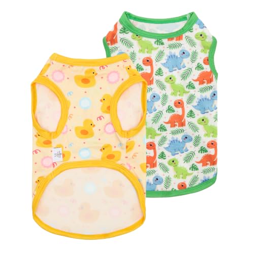 Image of CuteBone Dog Shirts 2-Pack Soft Pet Clothes Breathable Summer Vest for Small Puppy and Stretchy Cat Apparel 2BX24XL