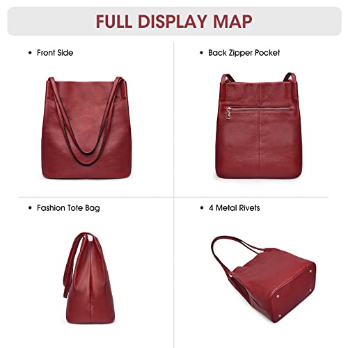 Image of Kattee Women Soft Genuine Leather Totes Shoulder Bag Purses and Handbags with Top Magnetic Snap Closure