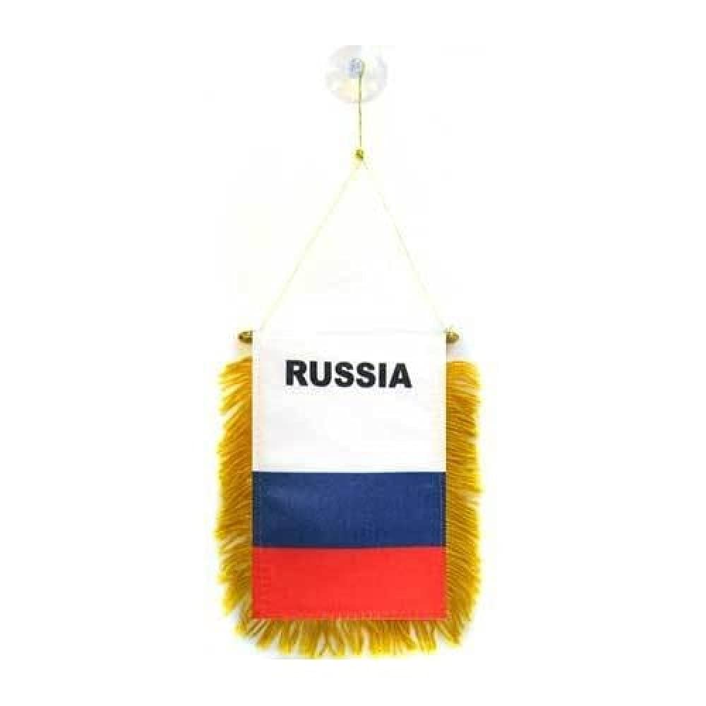 AZ FLAG Russia Car Flag 4x6 in Russian 100D Polyester Suction Cup