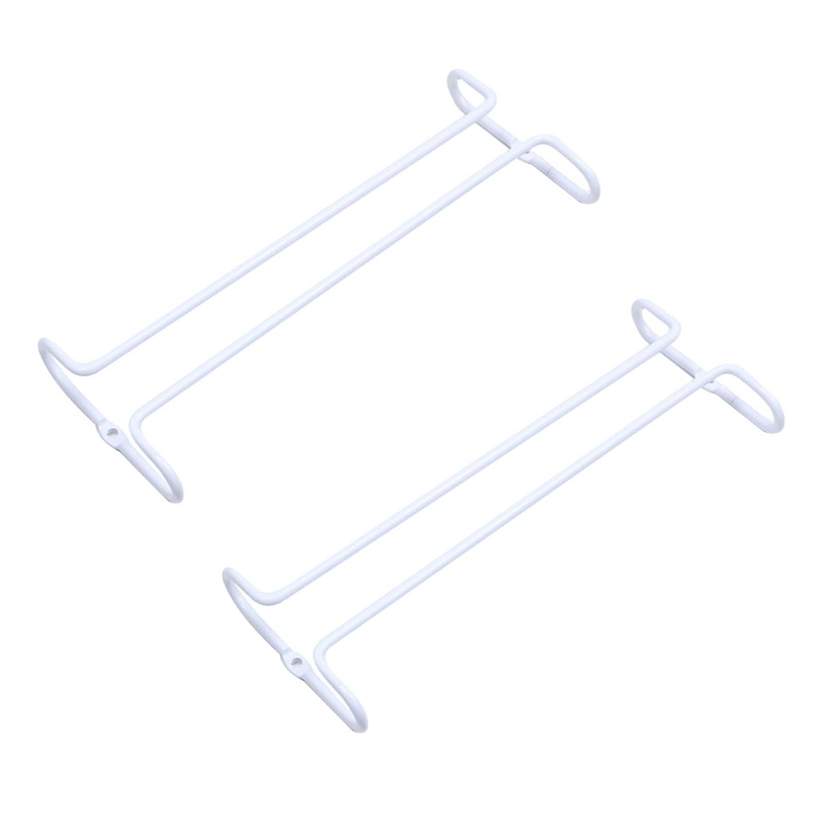 Forlush 2 Piezas Soporte para Copas de Vino de Metal, Soporte para Copas de Vino de Pared, Estante de Copas de Vino Tinto, para Cocina, Bar o Restaurante(Blanco)