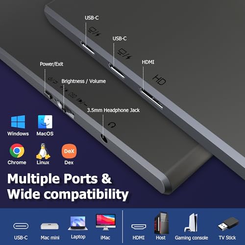 Image of 4K Portable Monitor - 15.6 Inch 3840x2160 Resolution, 100% sRGB, IPS Screen with Built-in Speakers, USB-C /HDMI Connectivity, External Second Monitor for Laptop /MacBook /Switch /PS5 /PS4 /Xbox