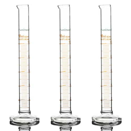 Cilindros de medición graduados de vidrio borosilicato FunChem de 10 ml para lecturas exactas 2