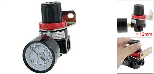 Sourcingmap AR-2000 Pneumatic Air Source Treatment Pressure Regulator, Black, Red - Image 2