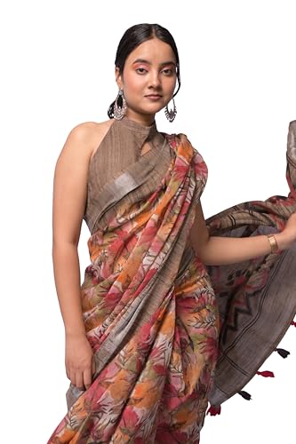 Image of MIRCHI FASHION Saree for Woman Cotton Blend Printed | Traditional Ethnic Sari for Ceremonial Use and Farewell with Blouse Piece