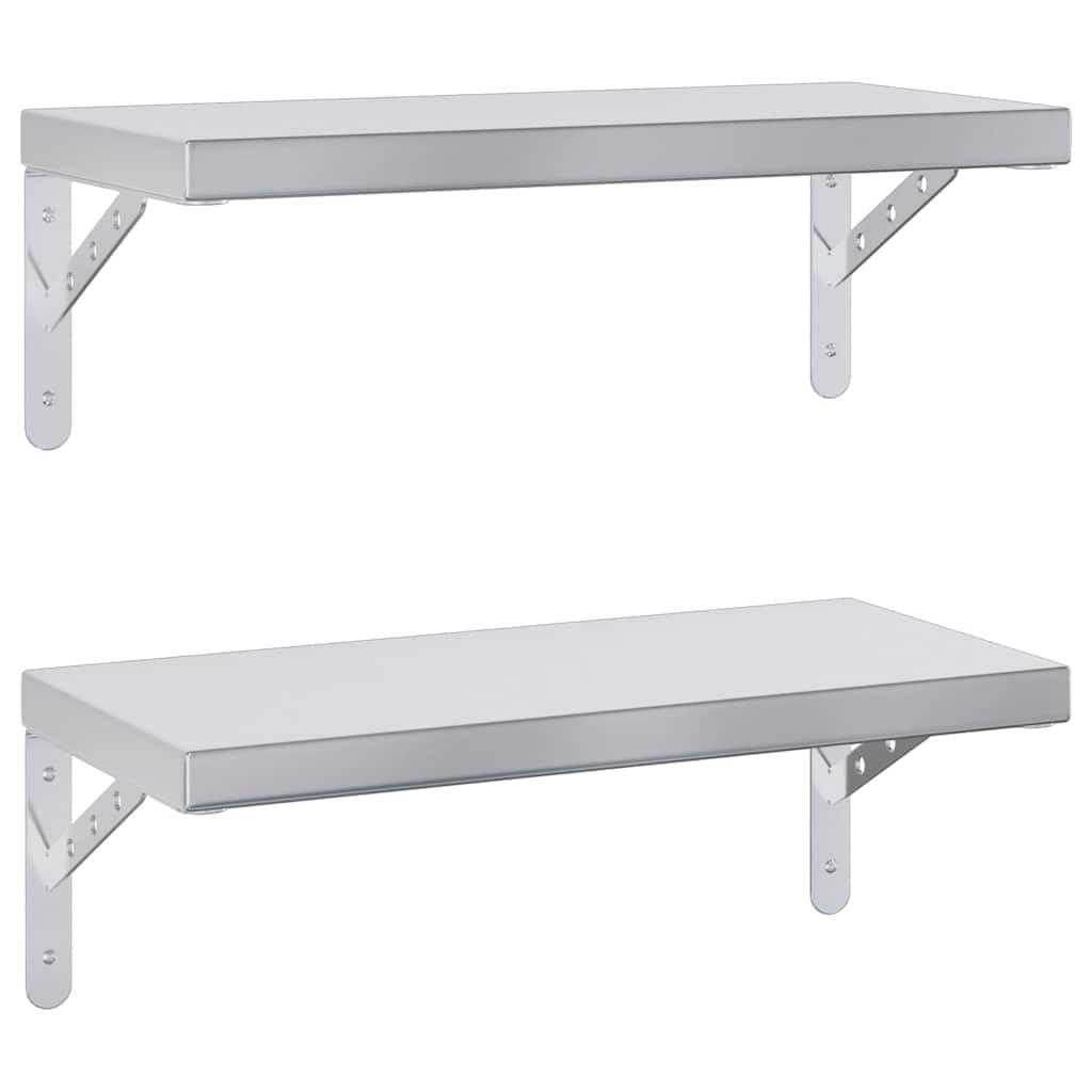 Genérico Estantes de Pared 2 uds Acero Inoxidable Plateado 50x23,5 cm,Mobiliario,Estanterías,Estantes y estanterías,3214510