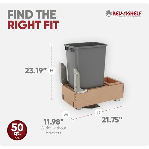 Contenedor para basura de 50 Qt con rieles suave beige miniatura 3